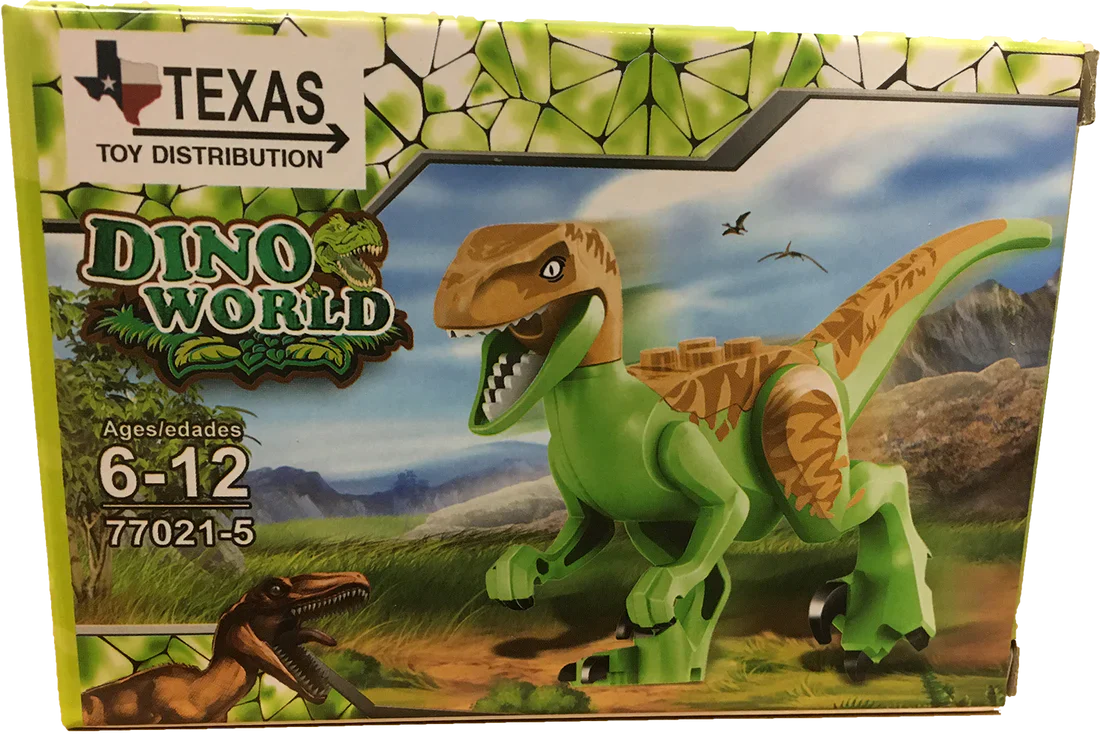 Dinosaur Brick Set Velociraptor (Brown and Green)